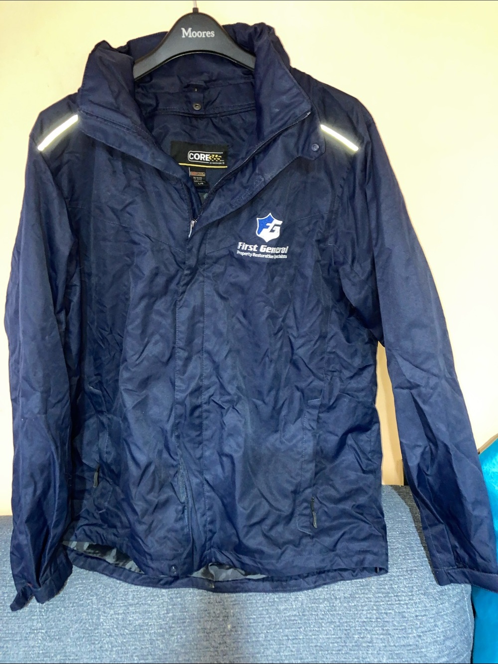Core365 Men's Navy Rain Jacket with Reflective Details